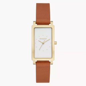 Hagen Three-Hand Brown Leather Tank Watch SKW3097 - KRISHNA WATCH COMPANY