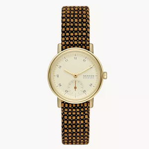 Kuppel Lille Two-Hand Sub-Second Brown Kvadrat Wool Watch SKW3107 - KRISHNA WATCH COMPANY
