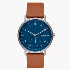 Kuppel Two-Hand Sub-Second Brown Leather Watch SKW6888 - KRISHNA WATCH COMPANY