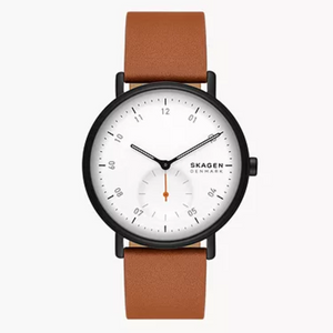 Kuppel Two-Hand Sub-Second Brown Leather Watch SKW6889 - KRISHNA WATCH COMPANY