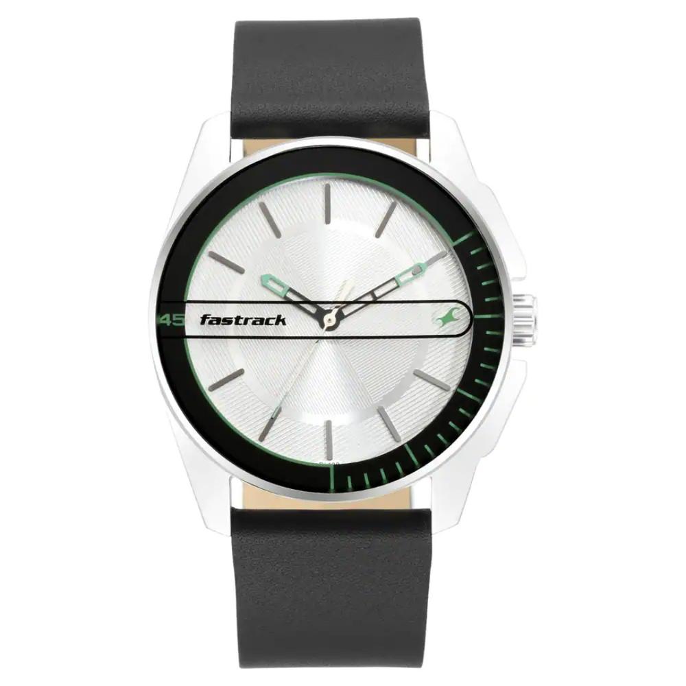FASTRACK WEAR YOUR LOOK WITH SILVER DIAL LEATHER WATCH - 3089SL15 - KRISHNA WATCH COMPANY