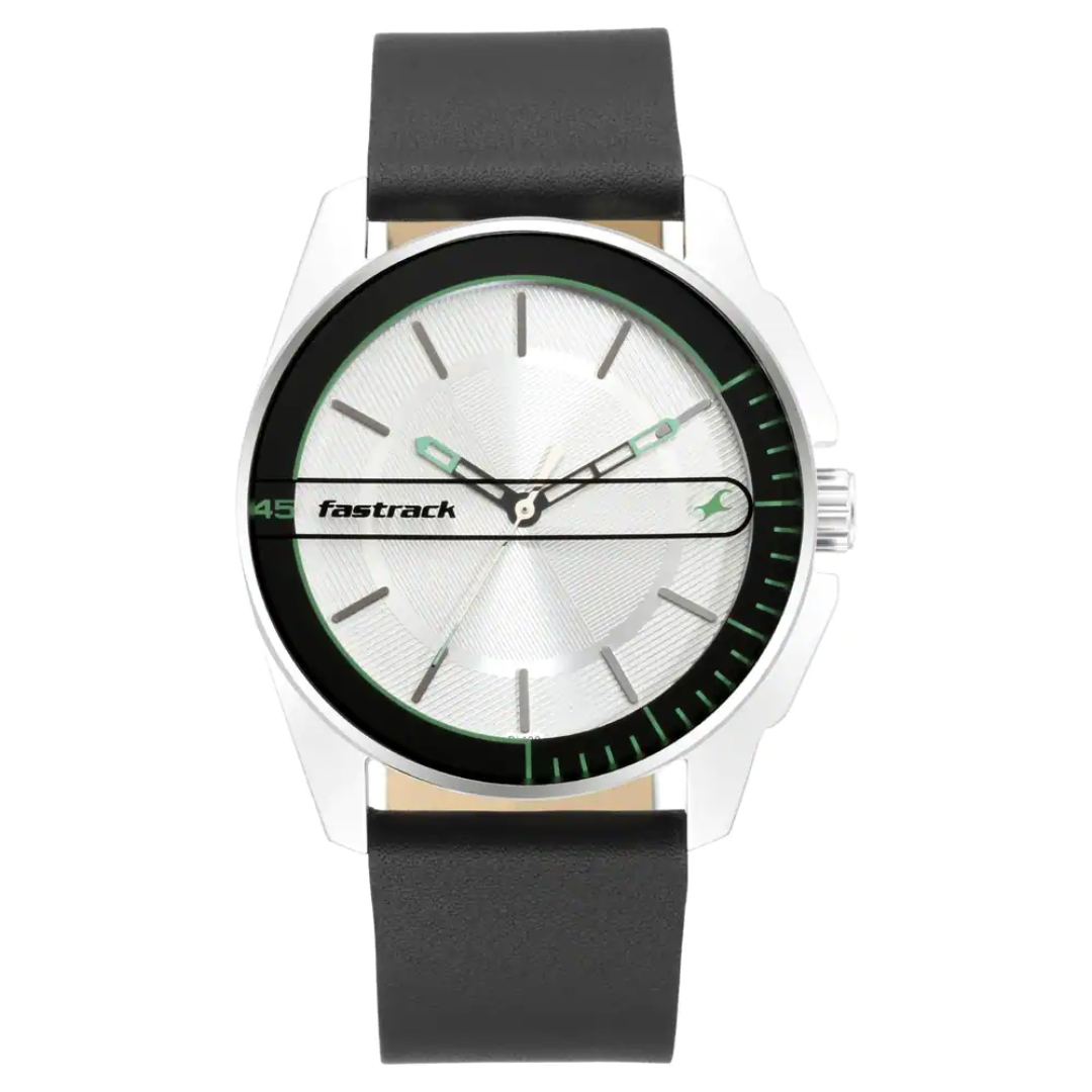 FASTRACK WEAR YOUR LOOK WITH SILVER DIAL LEATHER WATCH - 3089SL15 - KRISHNA WATCH COMPANY
