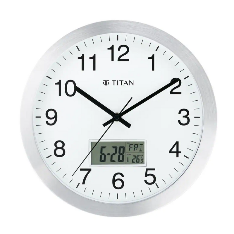 Metallic Wall Clock with Digital Display -  W0021MC03A