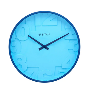 Titan Blue Wall Clock with Overlayed numbers - W0039PA02A - KRISHNA WATCH COMPANY