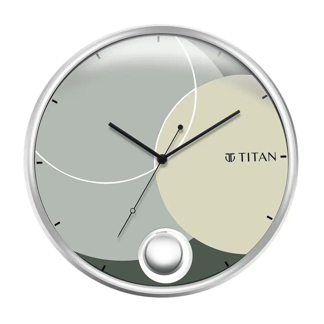 Titan Contemporary Round Pendulum Clock with a Metallic Finish and Silent Sweep - W0069PP01 - KRISHNA WATCH COMPANY