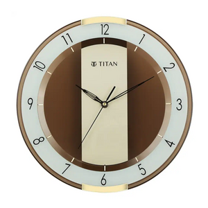 Titan Contemporary Brown Wall Clock with a partly Semi-transparent Dial - W0079PA02 - KRISHNA WATCH COMPANY