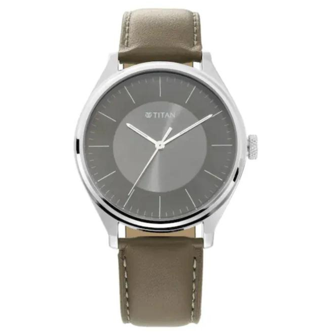 Titan Men's Urban Edge Lustrous Olive Dial Leather Watch NP1802SL08
