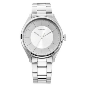 TITAN Workwear Watch with Beige Dial & Metal Strap 1802SM03 - KRISHNA WATCH COMPANY