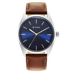 Titan Workwear Blue Dial Leather Strap Watch 1866SL01 - KRISHNA WATCH COMPANY