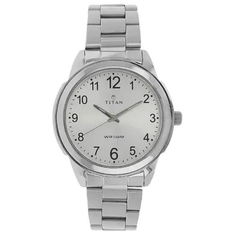 TITAN White Dial Silver Metal Strap Watch NN1585SM04 (DF305) - KRISHNA WATCH COMPANY