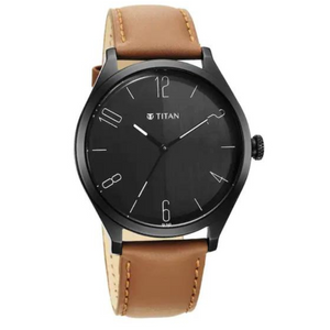 TITAN Workwear Black Dial Leather Strap Watch - 1865NL01 - KRISHNA WATCH COMPANY