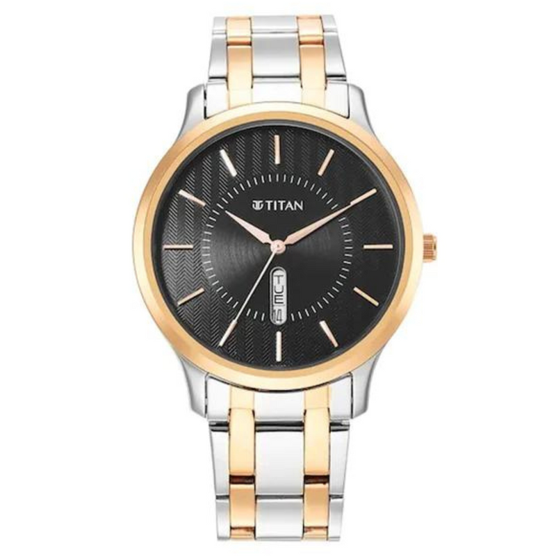 TITAN Karishma Black Dial Brass Strap Watch - 1825KM02 - KRISHNA WATCH COMPANY