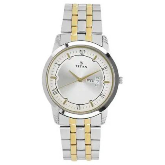 TITAN Silver Dial Two Toned Stainless Steel Strap Watch NT1774BM01