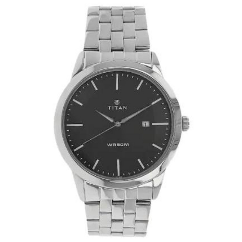 TITAN Anthracite Dial Silver Stainless Steel Strap Watch 1584SM04