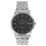 TITAN Anthracite Dial Silver Stainless Steel Strap Watch 1584SM04
