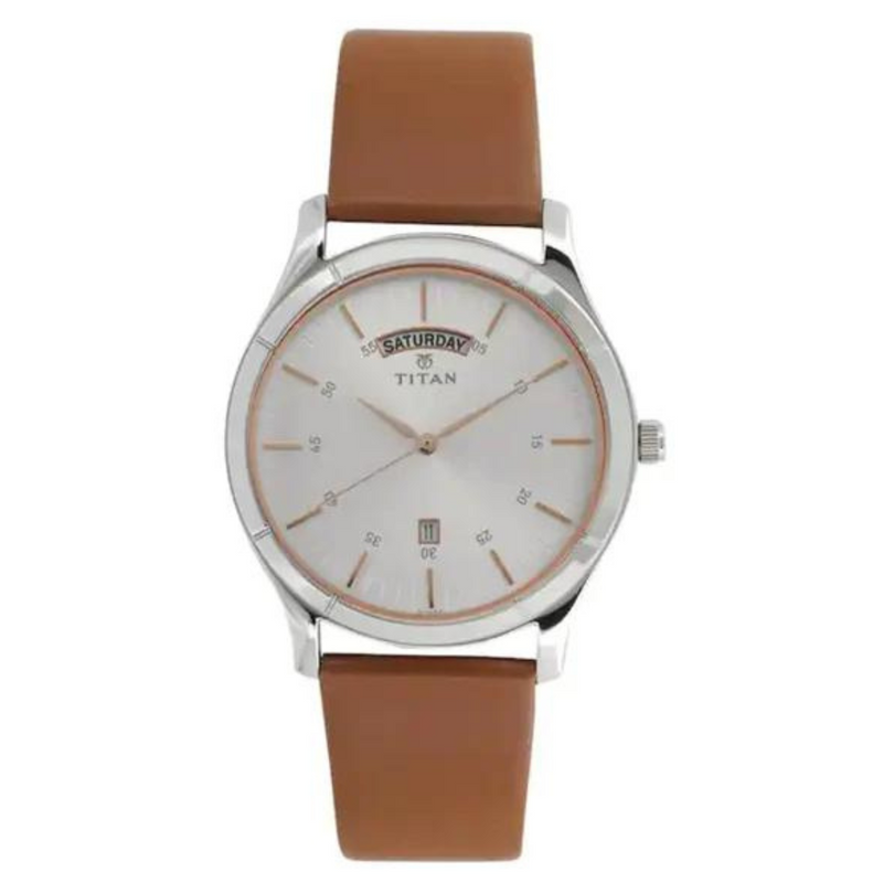 TITAN On Trend White Dial Leather Strap Watch 1767SL01 - KRISHNA WATCH COMPANY