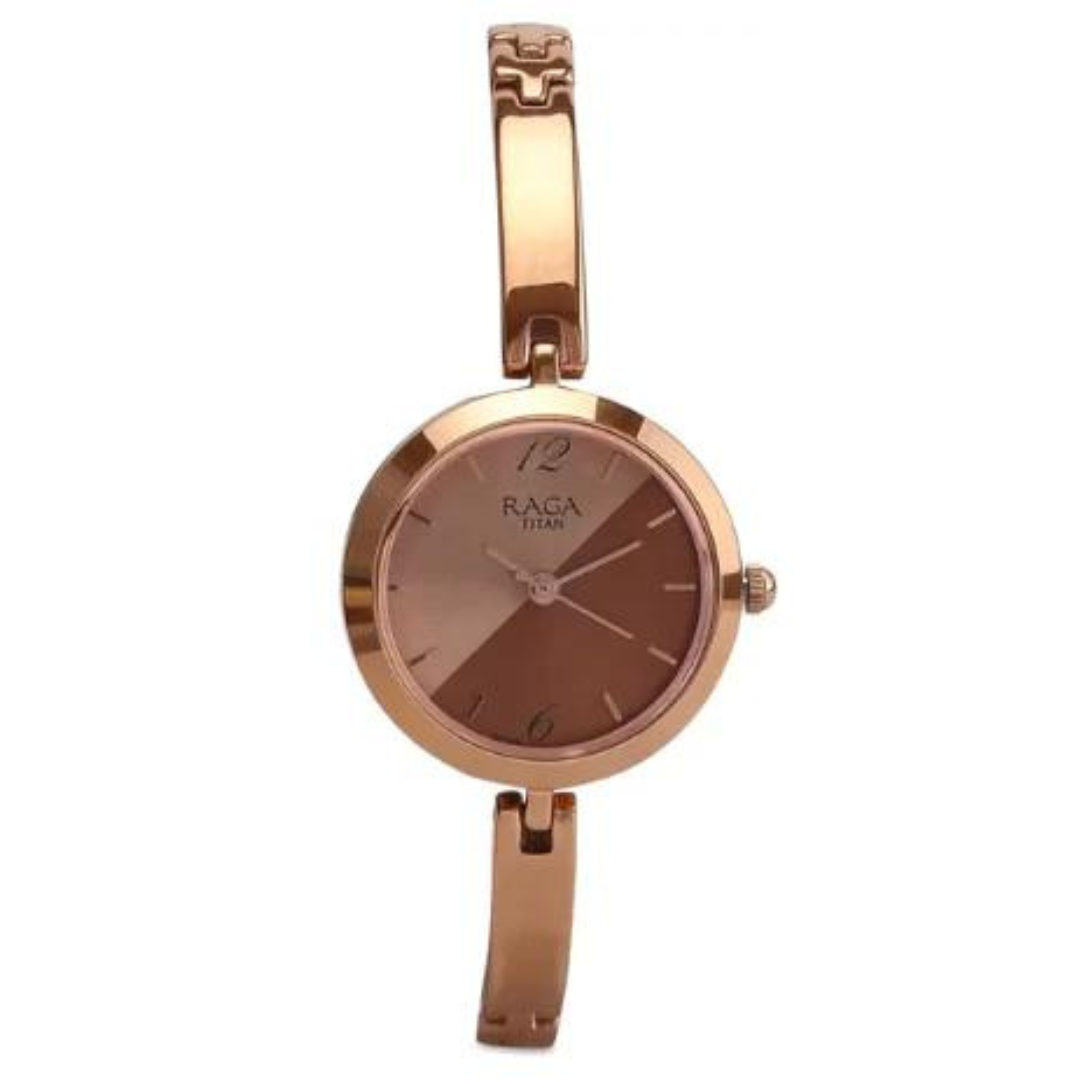 Titan Raga Viva Rose Gold Dial Metal Strap Watch 2606WM07