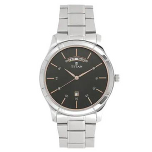 Titan Workwear Watch with Black Dial & Stainless Steel Strap NQ1767SM02 - KRISHNA WATCH COMPANY