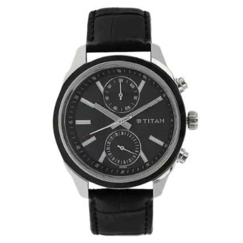 Titan Workwear Watch with Blue Dial & Leather Strap 1733KL01