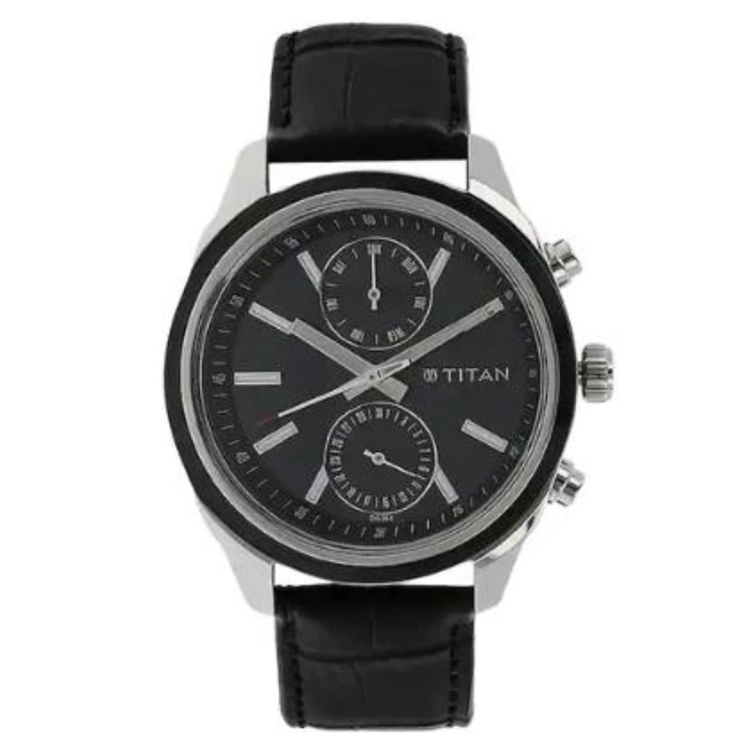Titan Workwear Watch with Blue Dial & Leather Strap 1733KL01