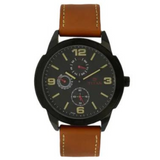 TITAN Black Dial Brown Leather Strap Watch 1585NL01