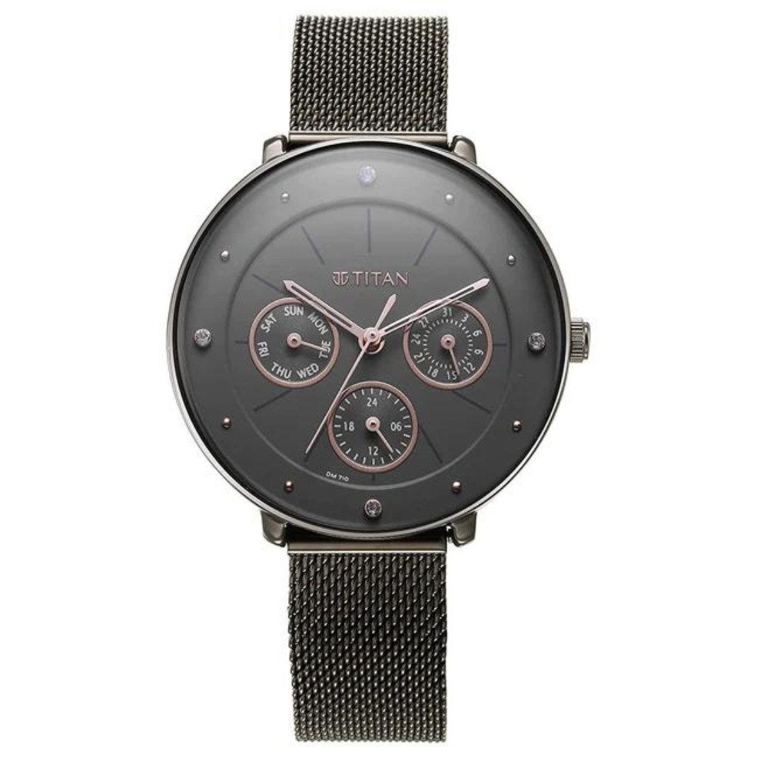 TITAN Neo Grey Dial Stainless Steel Strap Watch for Women - 2651QM01