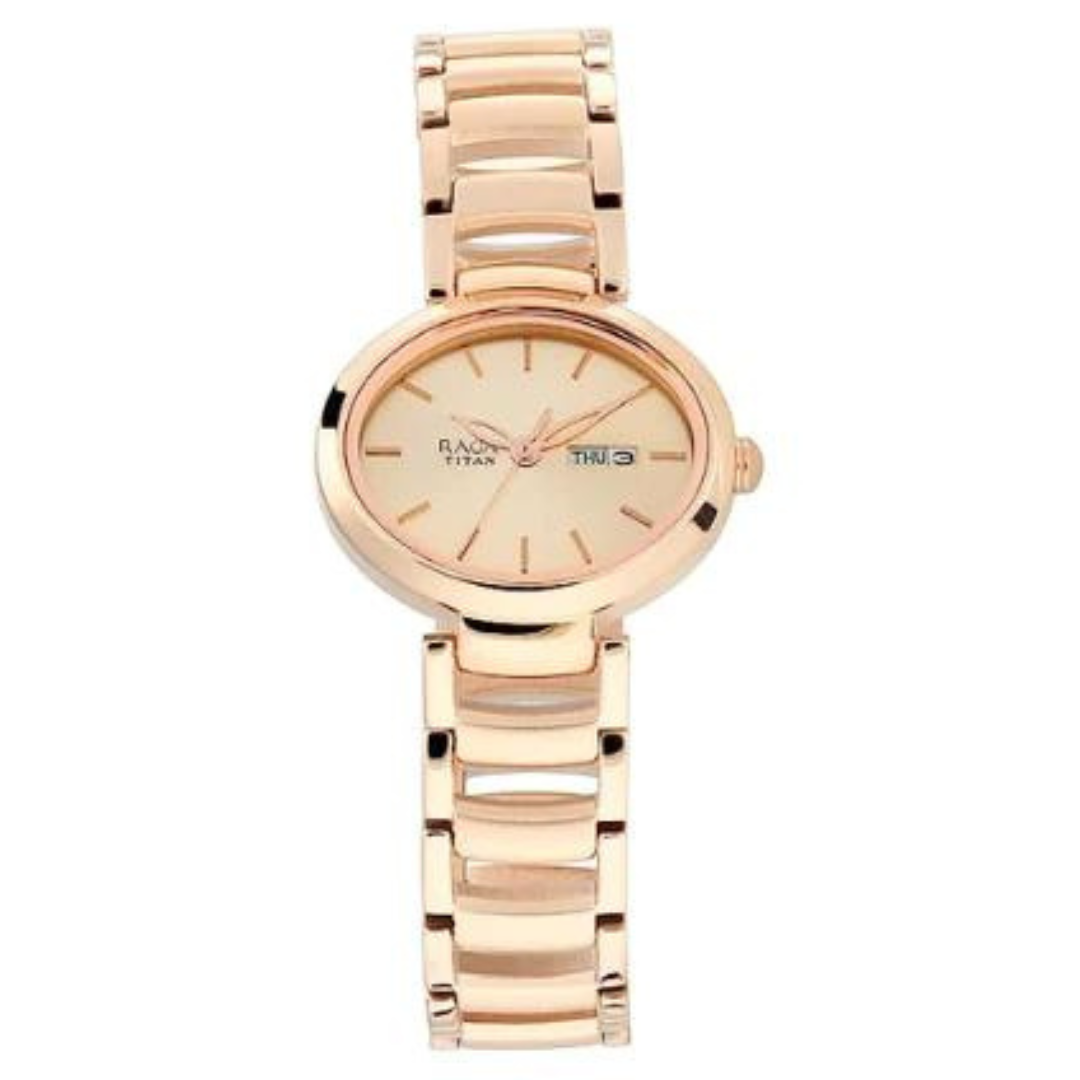 TITAN Raga Viva Rose Gold Dial Metal Strap Watch 2620WM01