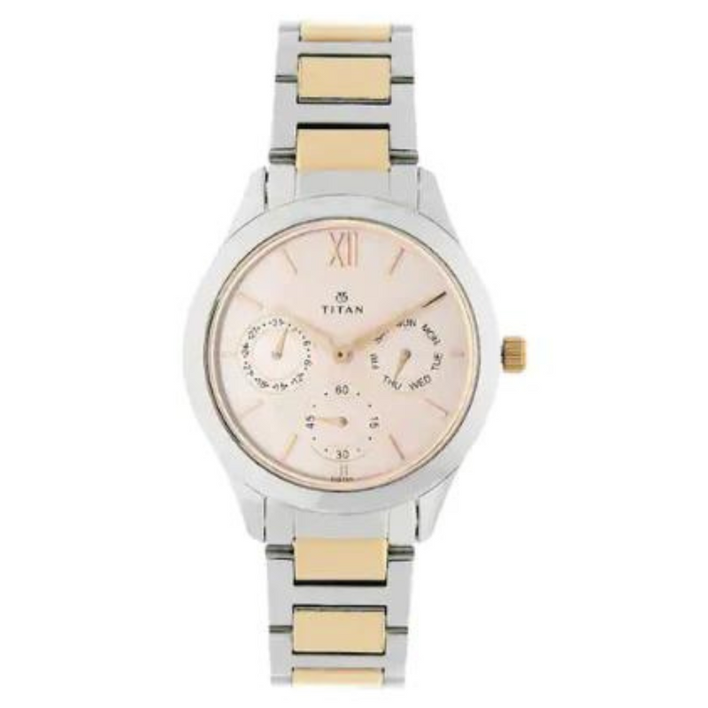 Titan Workwear Watch with Pink Dial & Stainless Steel Strap NQ2570KM01 - KRISHNA WATCH COMPANY