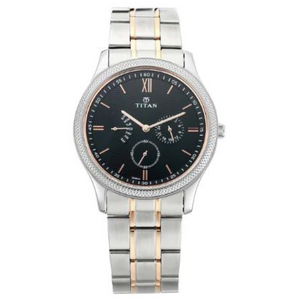 TITAN Retrograde Black Dial Stainless Steel Strap Watch 1768KM01 - KRISHNA WATCH COMPANY