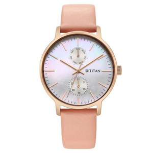 Titan Workwear Slimline Mother Of Pearl Dial Leather Strap Watch 95143WL01 - KRISHNA WATCH COMPANY