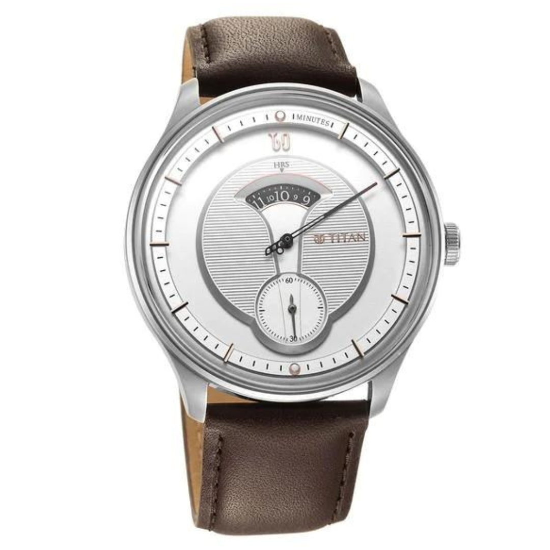 TITAN Quartet Silver Dial Leather Strap Watch 1890SL01