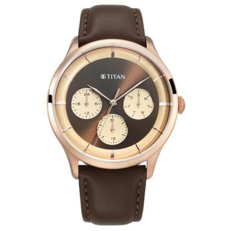 TITAN Brown Dial with Rose Gold Case 90125WL01 - KRISHNA WATCH COMPANY