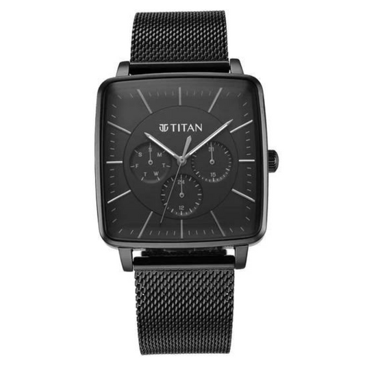 TITAN Avant Garde Black Dial Stainless Steel Strap Watch NT90147NM01