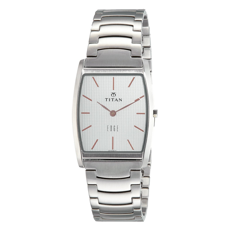Titan Edge Silver Dial Silver Stainless Steel Strap Watch NH1044SM16A (DF658B) - KRISHNA WATCH COMPANY