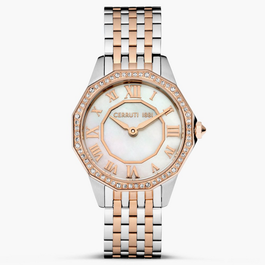Cerruti 1881 Women Embellished Analog Watch with Metal Strap CECIWLG0008205W