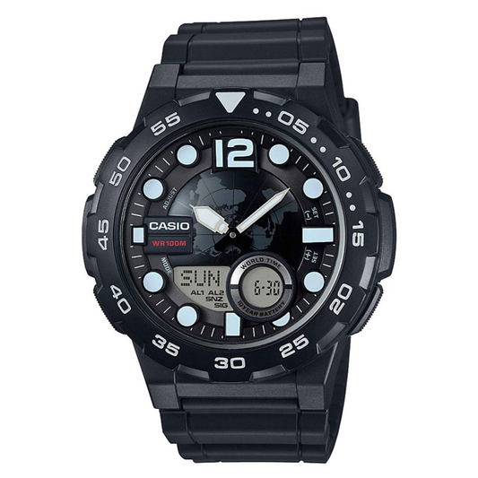 Casio Youth-Combination Analog-Digital Black Dial Men's Watch-AEQ-100W-1AVDF - AD204
