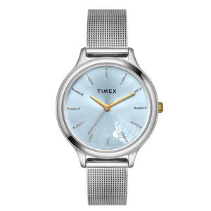 TIMEX Classics Collection 3 Hands Women's Analog Blue Dial Coloured Quartz Watch, Round Dial with 34mm Case Width - TWTL12100 - KRISHNA WATCH COMPANY