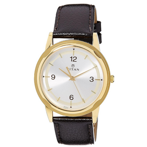 Titan Silver Dial Brown Leather Strap Watch NM1638YL01 - KRISHNA WATCH COMPANY