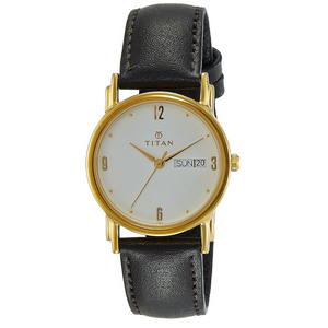 Titan White Dial Brown Leather Strap Watch NL1445YL04 (J583) - KRISHNA WATCH COMPANY