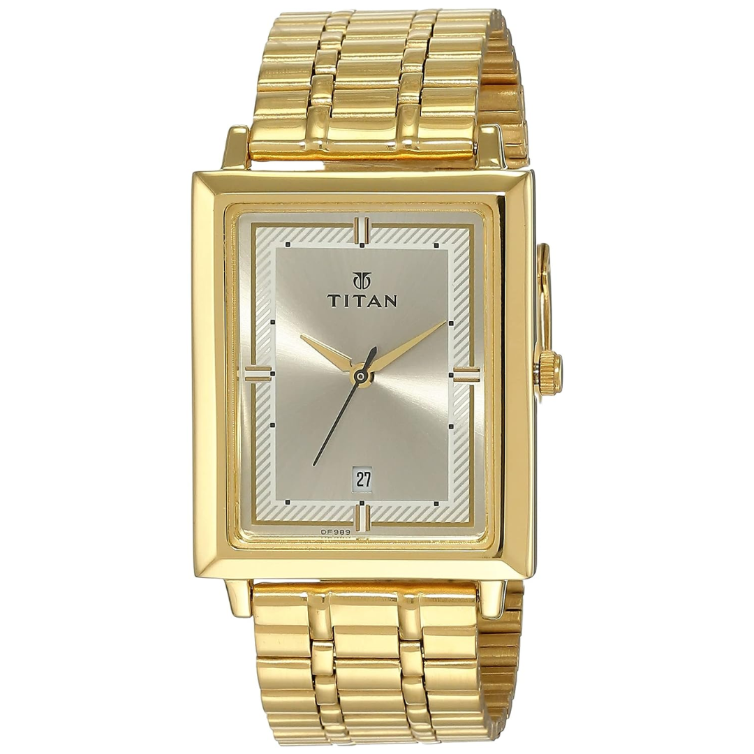 Champagne Dial Golden Stainless Steel Strap Watch NL1715YM02 (DF989)
