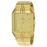 Titan Golden Dial Golden Metal Strap Watch 9264YM02