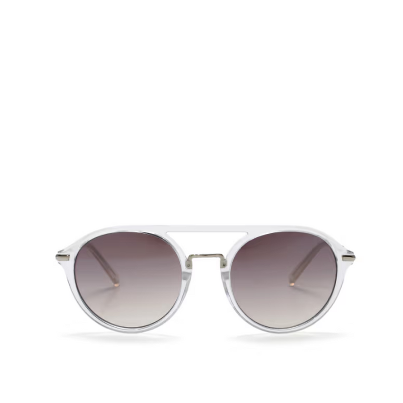 French Connection Grey Lens Round Sunglass Full Rim Transparent Frame With Gradient (FC 7567 C1)