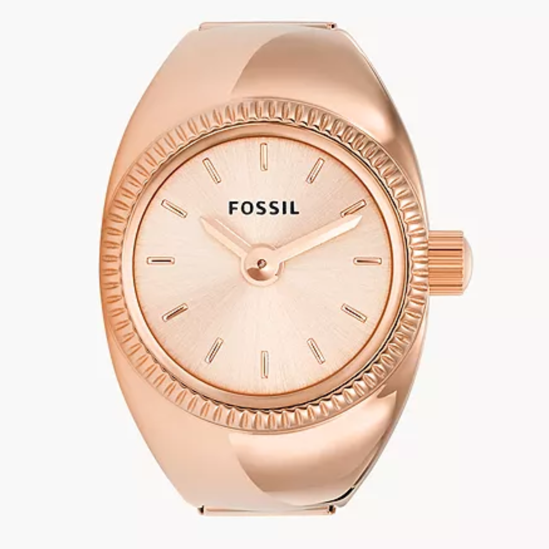 FOSSIL Ring Watch Two-Hand Rose Gold-Tone Stainless Steel ES5247