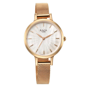 Titan Raga Power Pearls Quartz Analog Mother Of Pearl Dial Metal Strap Watch for Women 2666WM01 - KRISHNA WATCH COMPANY