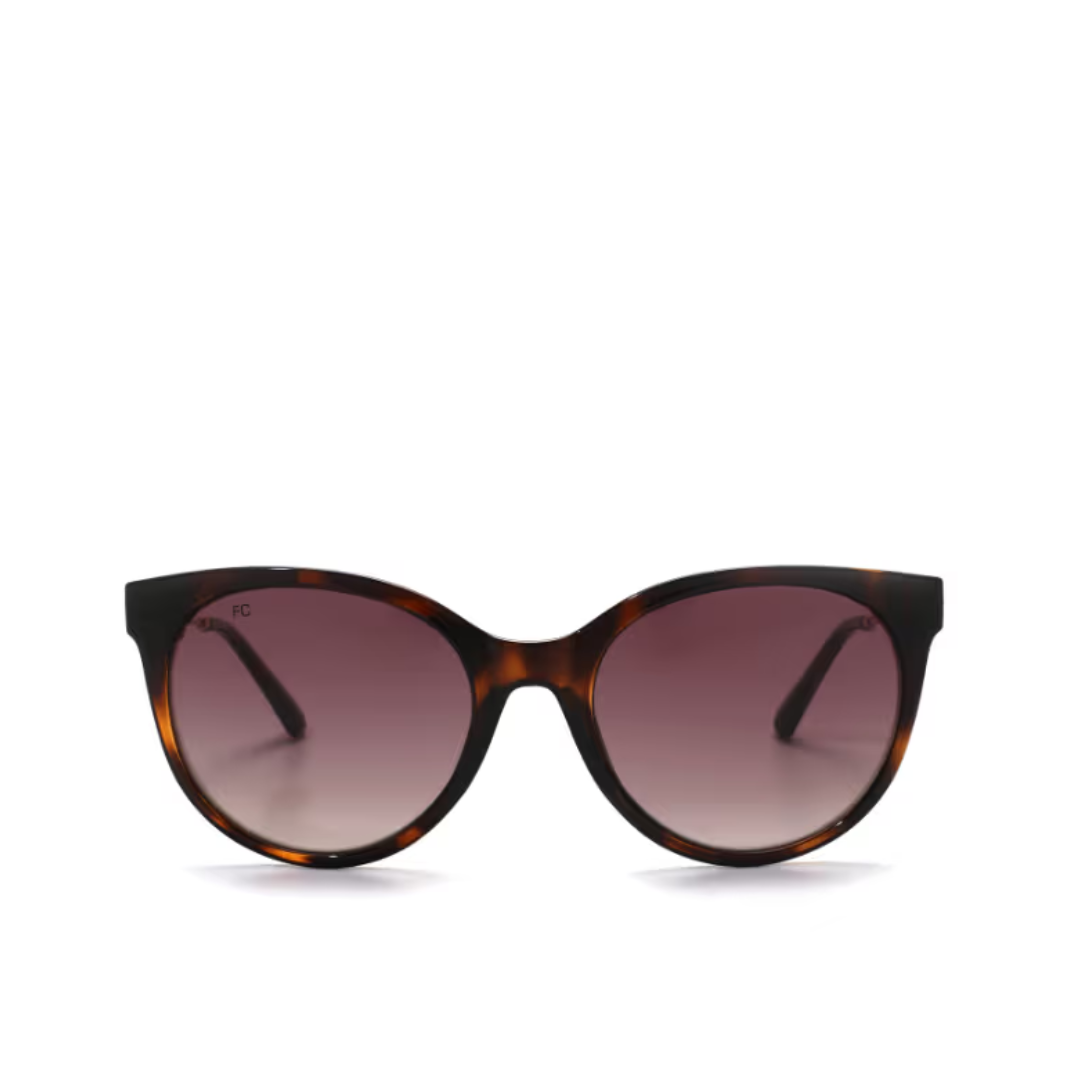 French Connection Brown Lens Round Sunglass Full Rim Brown Frame With Gradient (FC 7596 C2)