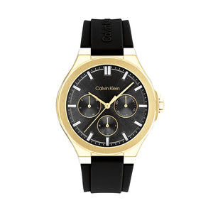 Calvin Klein Vibrancy Crystal Accent Gold-Tone Black Strap Chronograph Watch 25100107 - KRISHNA WATCH COMPANY