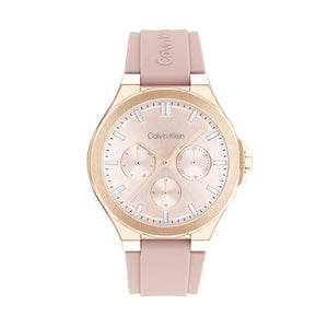 Calvin Klein Vibrancy Crystal Accent Rose-Tone Pink Strap Chronograph Watch 25100108 - KRISHNA WATCH COMPANY