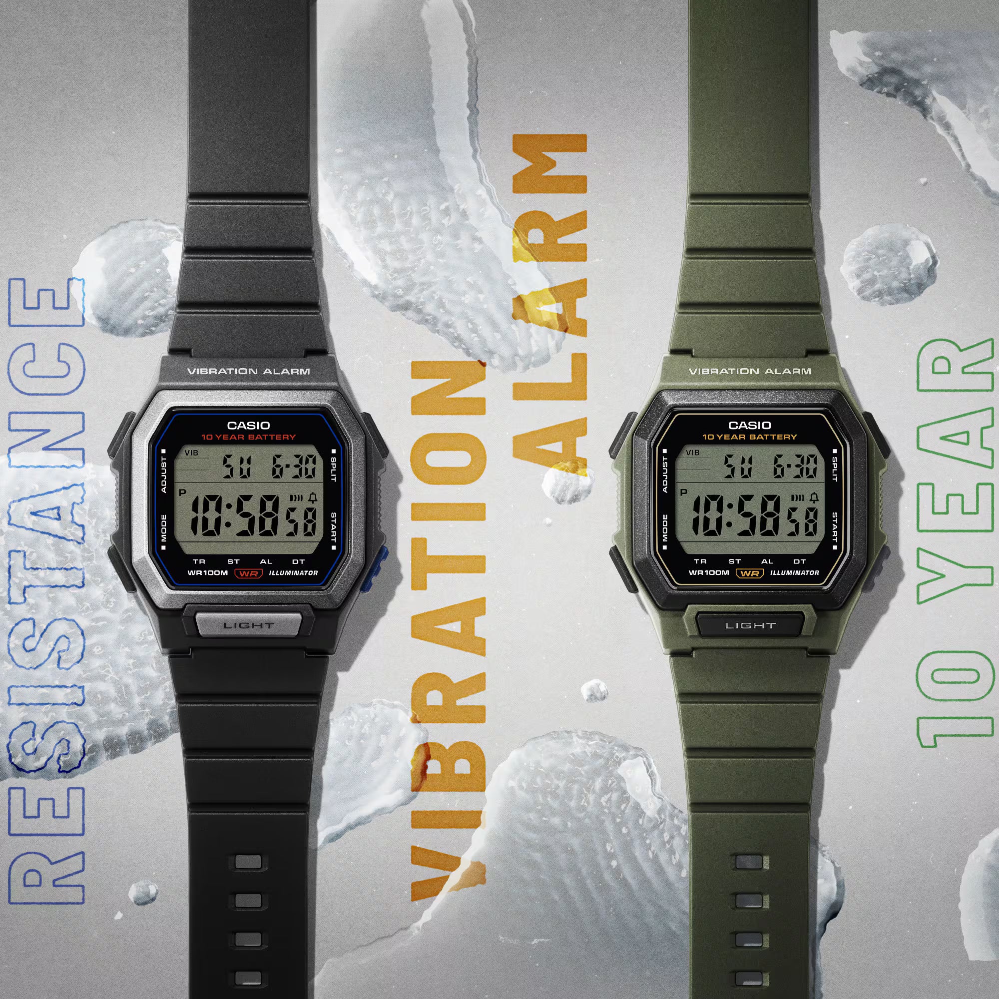 Casio Digital Unisex Watch W-738H-3AVDF - D443