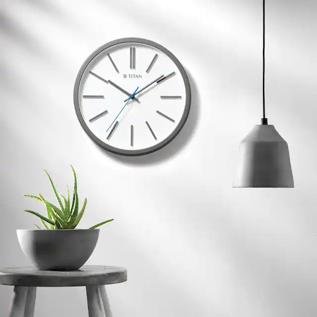 Titan Contemporary White Wall Clock with Silent Sweep Technology 30.5 cm x 30.5 cm (Medium) NBW0002PA01 - KRISHNA WATCH COMPANY