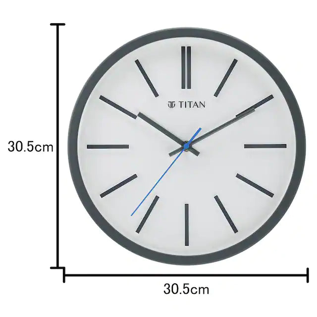 Titan Contemporary White Wall Clock with Silent Sweep Technology 30.5 cm x 30.5 cm (Medium) NBW0002PA01 - KRISHNA WATCH COMPANY